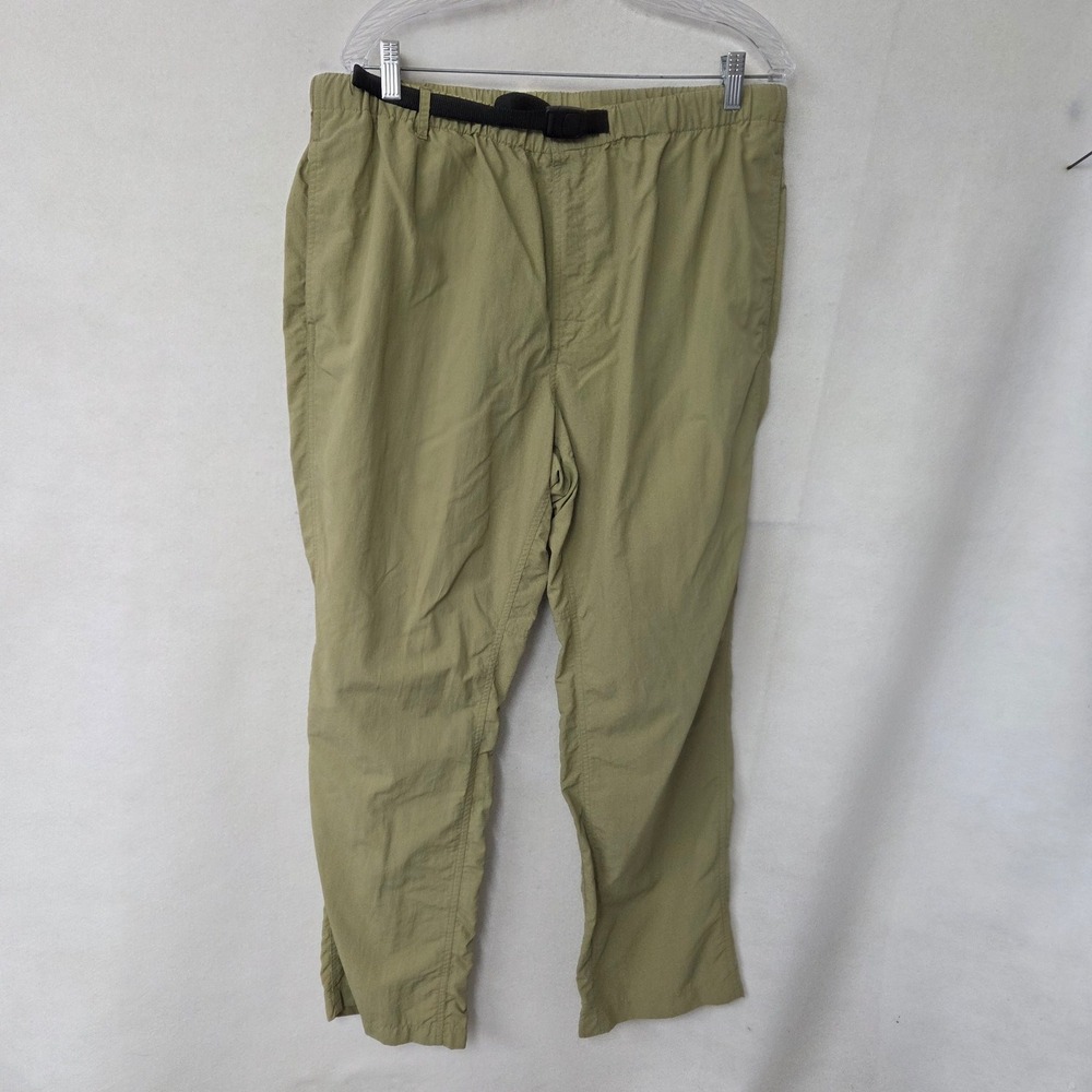 TravelSmith Hiking Pants Mens XL Khaki Nylon Belted Elastic Waist Travel Utility